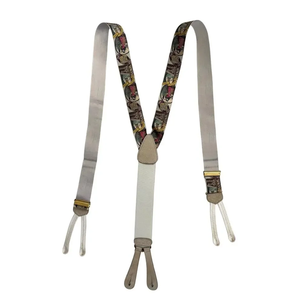 Trafalgar Silk Suspenders Cigarros Superiores Tobacco Print Leather Button Ends